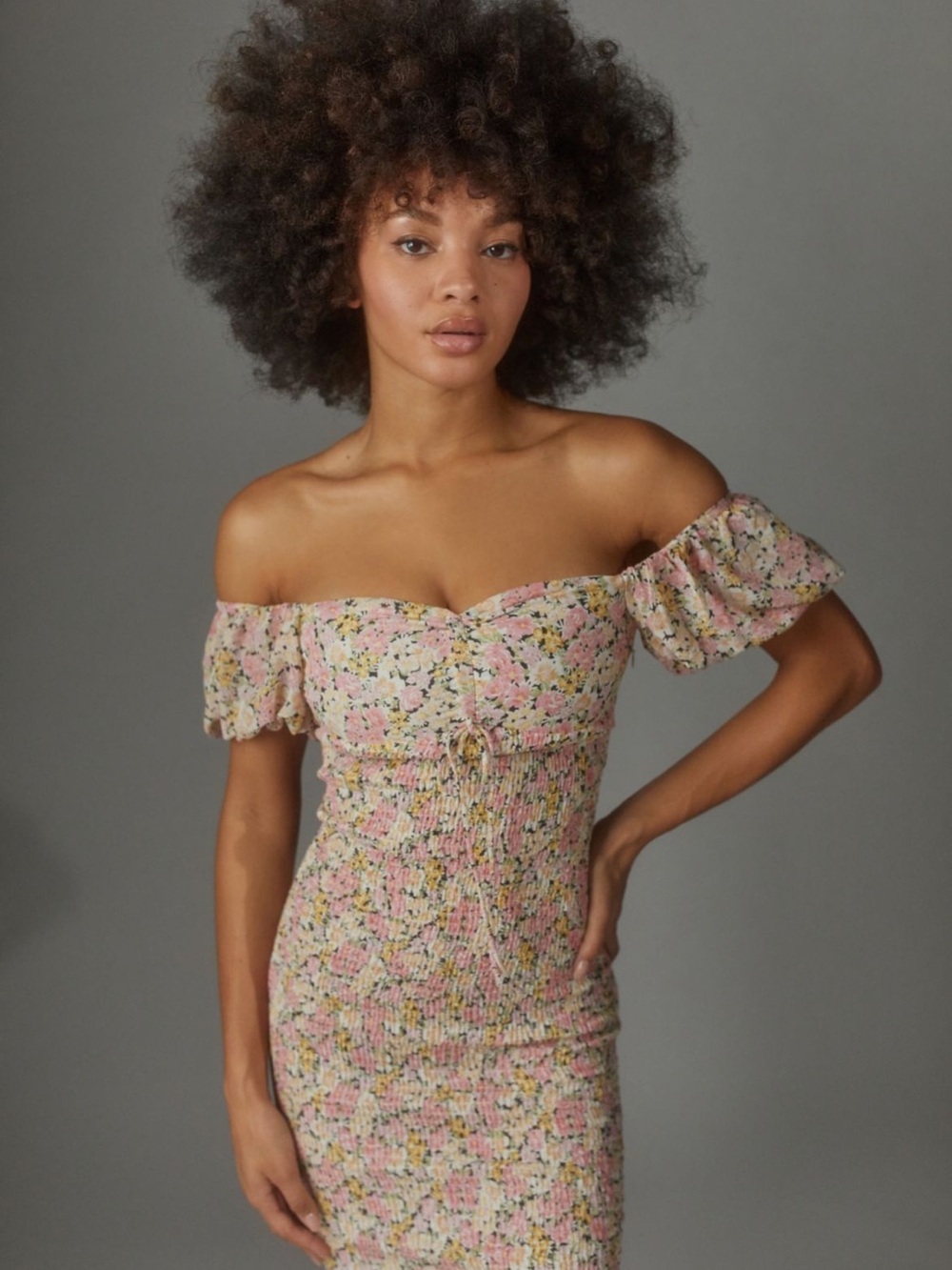 Urban Outfitters Kiss The Sky Off-The-Shoulder Midi Dress
